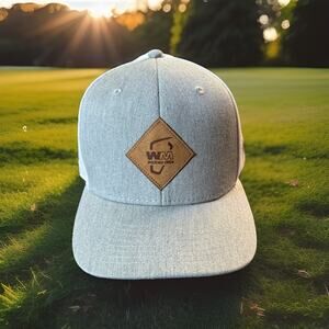 Waste Management Golf Snapback Trucker Hat White and Grey NWT logo leather